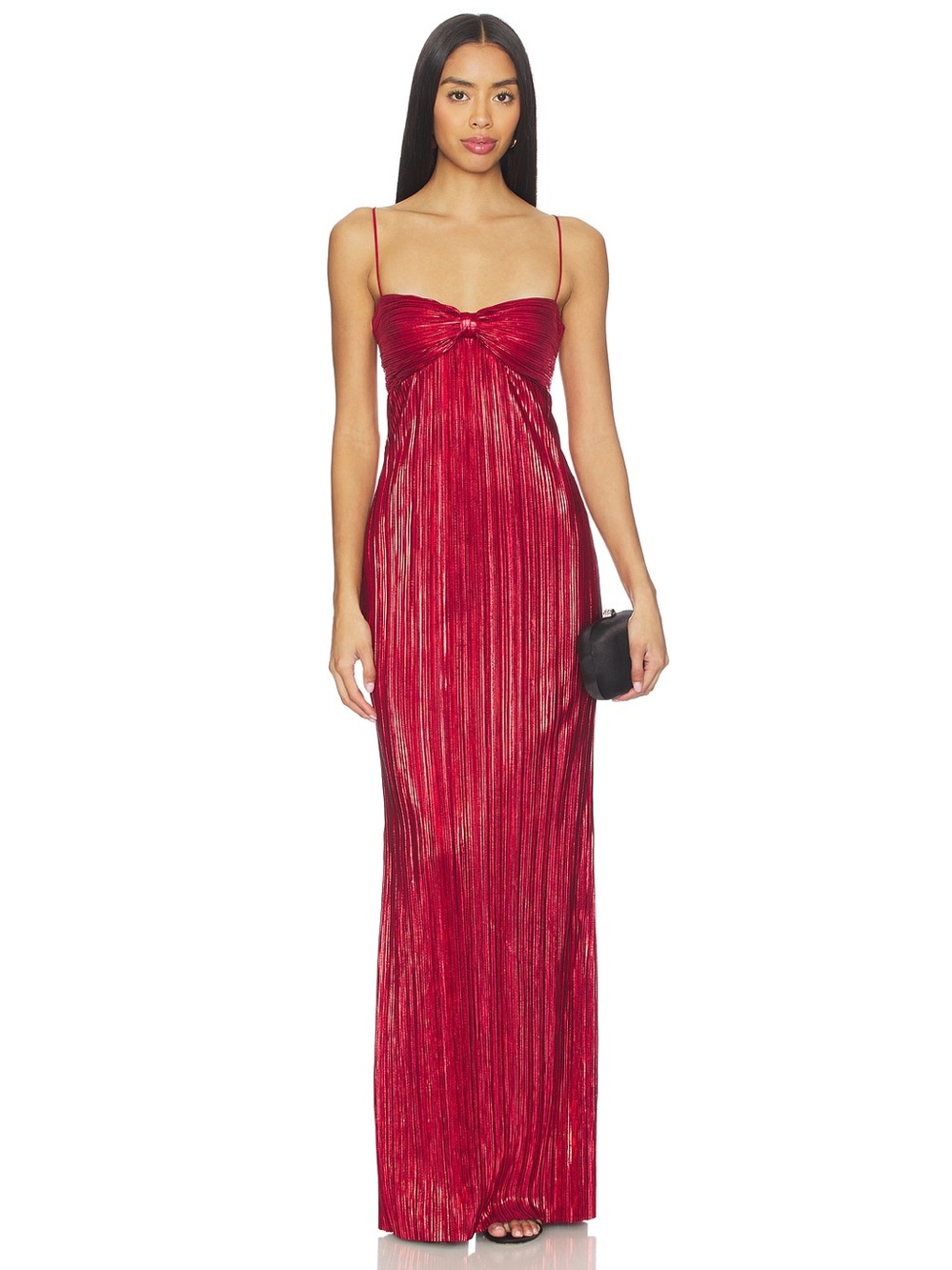 Lovers And Friends Mya Maxi Gown in Red Size Large Metallic Threading Formal